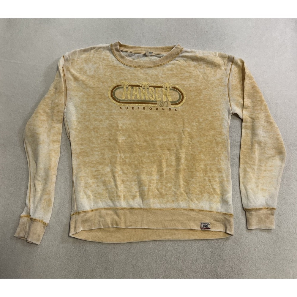 Hansen Surfboards Encinitas Sweatshirt Women's Size Small Yellow Lightweight